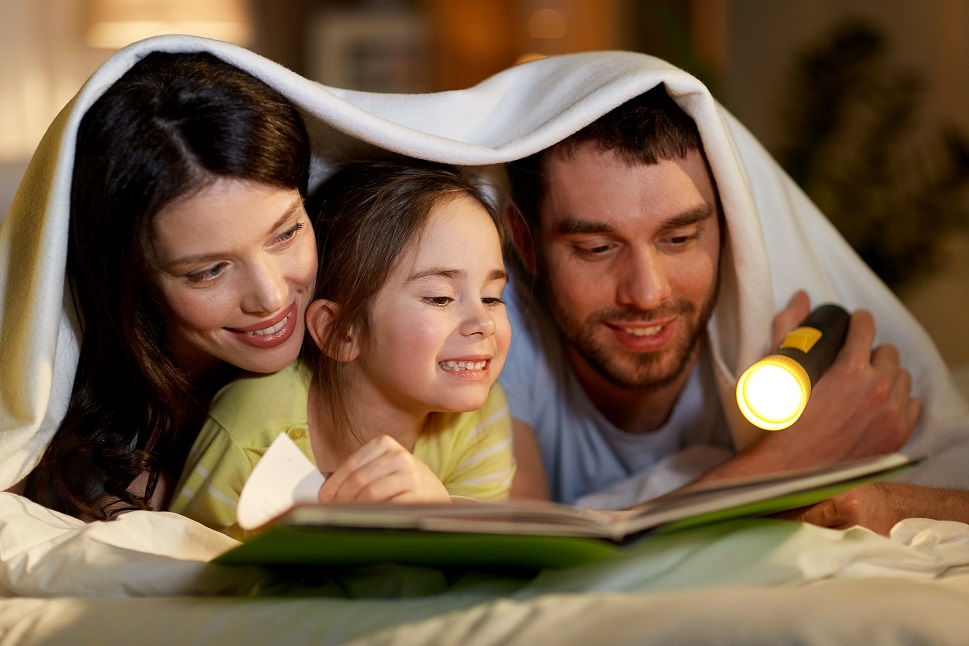 Children enjoying story books